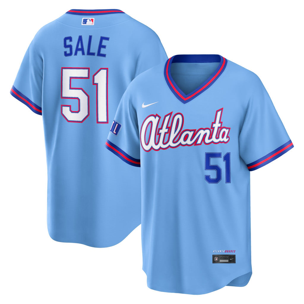 #51 Chris Sale Atlanta Braves 2026 City Connect Jersey MLB Shop Braves Merch Baseball Fan Gifts