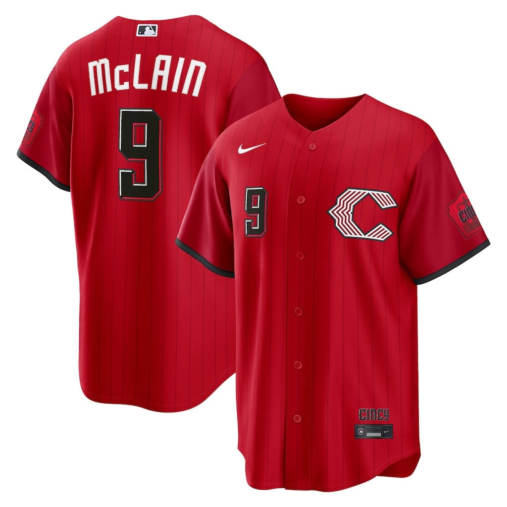 #9 Matt McLain Cincinnati Reds 2026 City Connect Jersey MLB Shop Reds Merch Baseball Fan Gifts