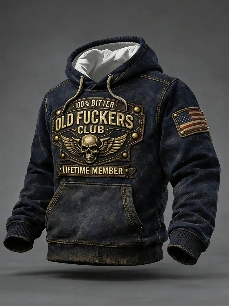 100 Bitter Old F Club Lifetime Member Hoodie Vintage Style Old Veteran Apparel Father Gift