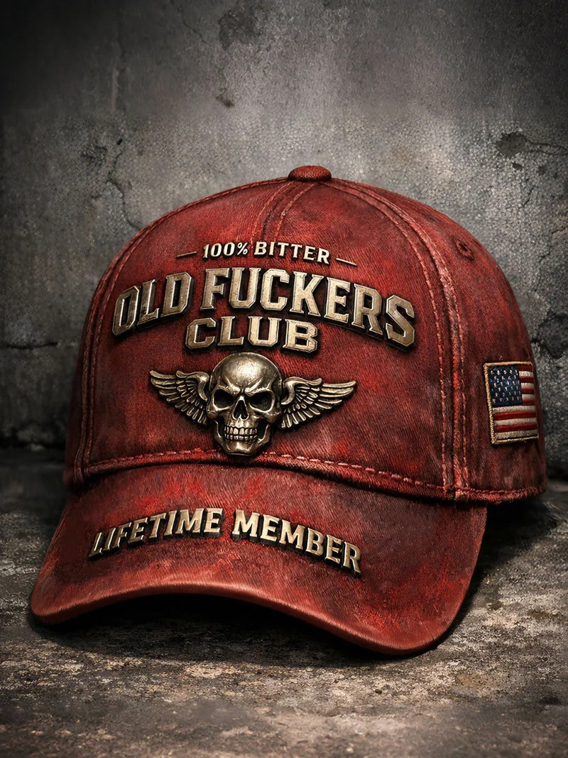 100 Bitter Old F Club Lifetime Member Vintage Hat American Flag Logo Grumpy Men Baseball Cap