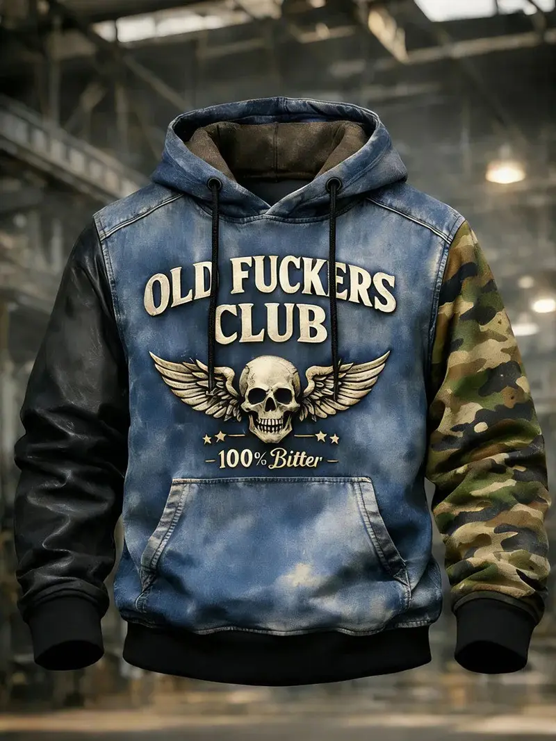 100 Bitter Old F Club Lifetime Member Vintage Hoodie Patriotic Skull Apparel Old Vet Gift