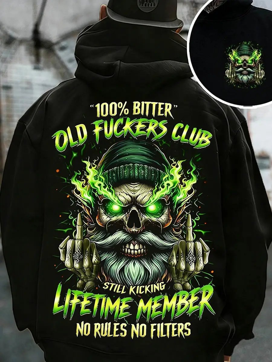 100 Percent Bitter Old Fuckers Club Hoodie Skull Middle Finger Hoodie Funny Father's Day Gifts