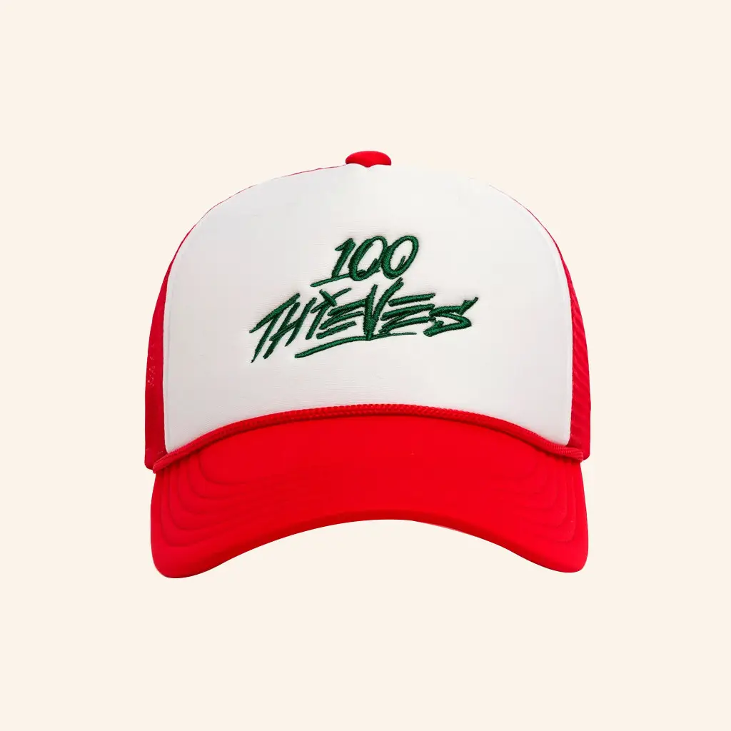 100 Thieves Merch Embroidered Trainer Trucker Hat Christmas Presents For Boyfriend -WearandDecor