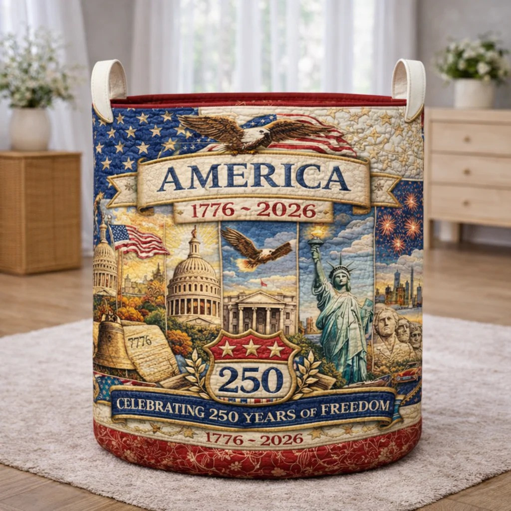 1776 2026 250th Anniversary America Quilted Laundry Basket Statue Of Liberty Patriotic Gift Ideas 1776 2026 250th Anniversary America Quilted Laundry Basket Statue Of Liberty Patriotic Gift Ideas - Image 1