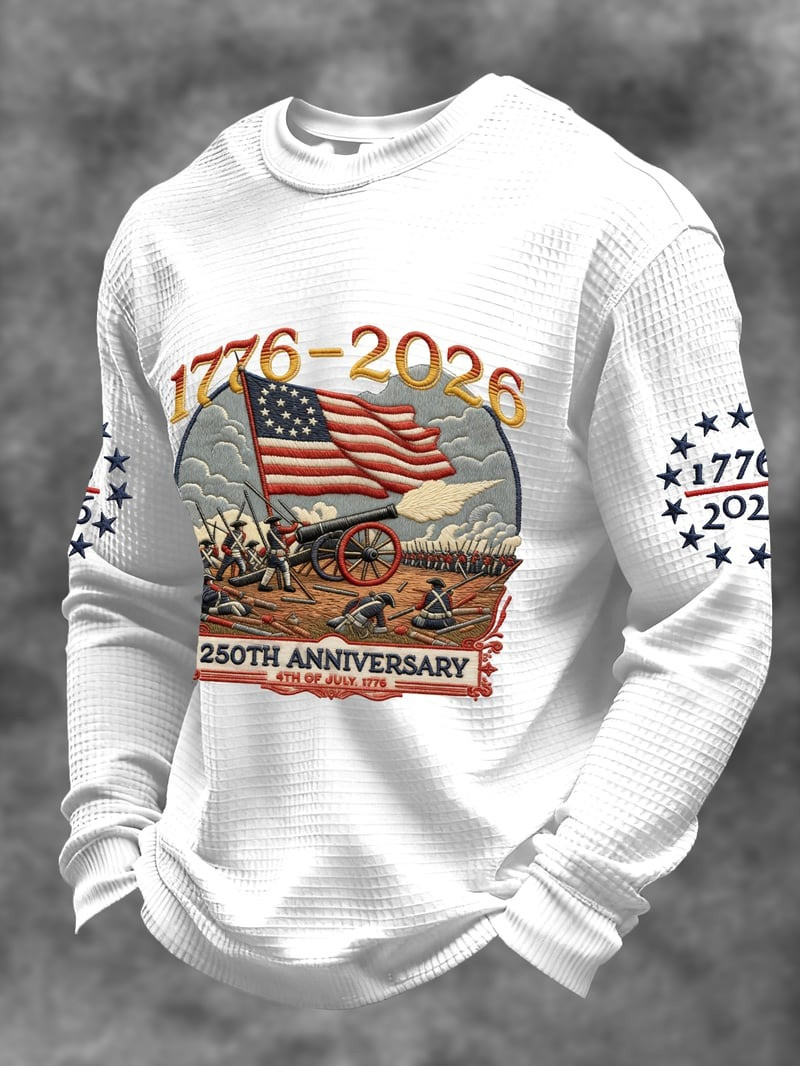 1776 2026 250th Anniversary Wash Long Sleeve Shirt USA Independence Day Apparel Gift For Dad