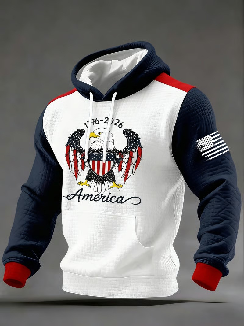 1776 2026 America Eagle Shield Patriotic Hoodie 250th Anniversary USA Independence Gift For Dad
