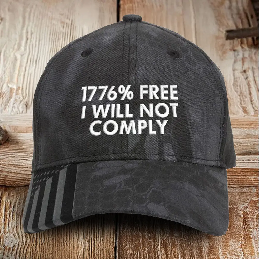 1776 Free I Will Not Comply Embroidered Camo Hat 2nd Amendment Patriotic Hat Gun Lovers Gifts -WearandDecor