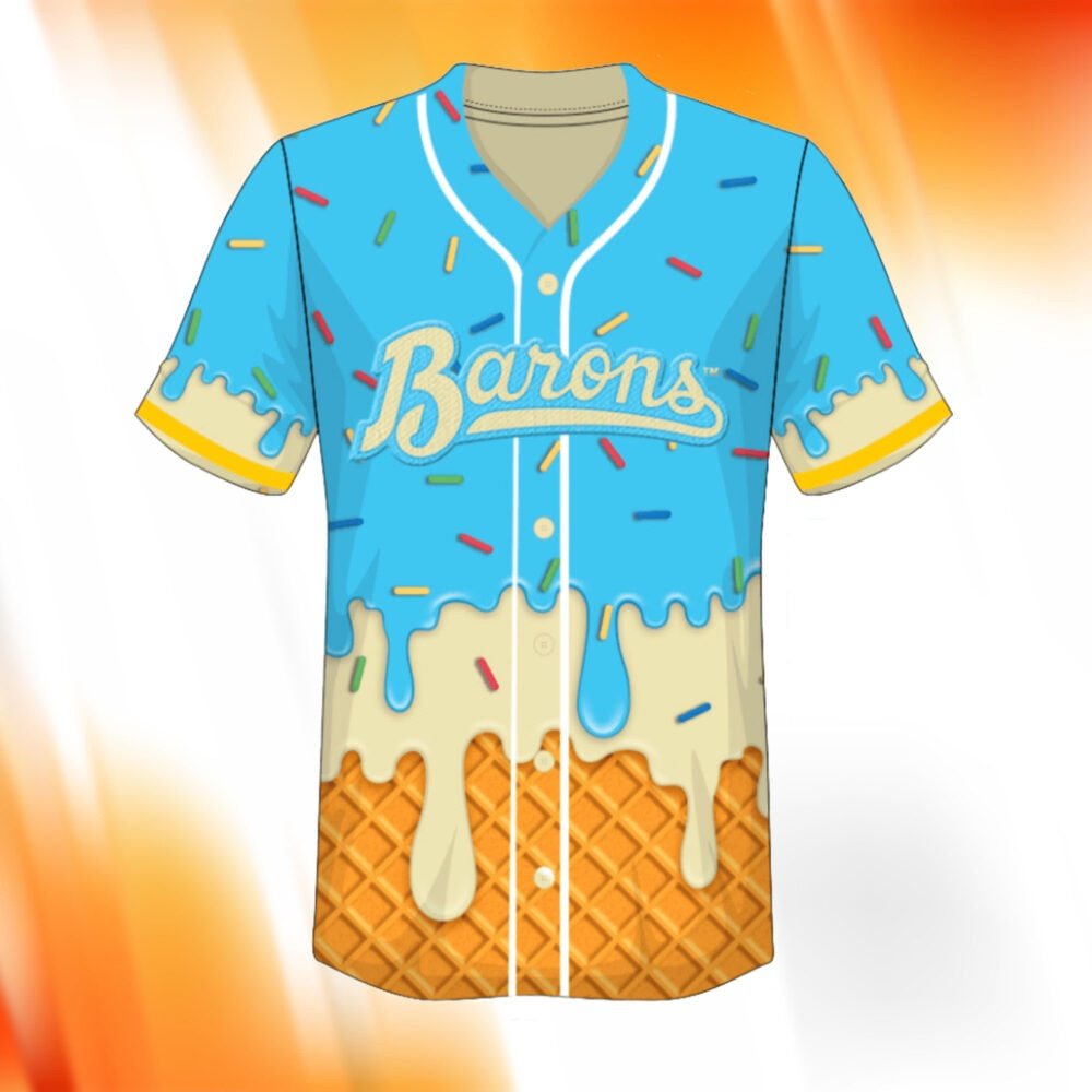 2026 Barons Ice Cream Giveaway Jersey Shirt Theme Night Baseball Merch Gift For Baseball Season