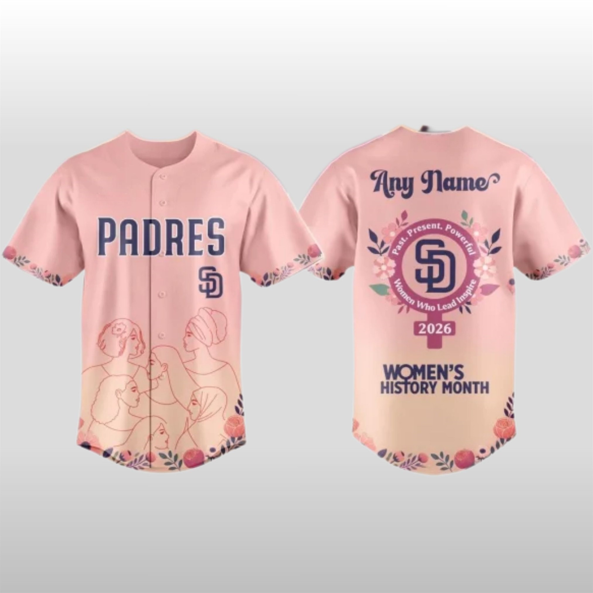 2026 SD Padres Happy Women History Month Baseball Jersey