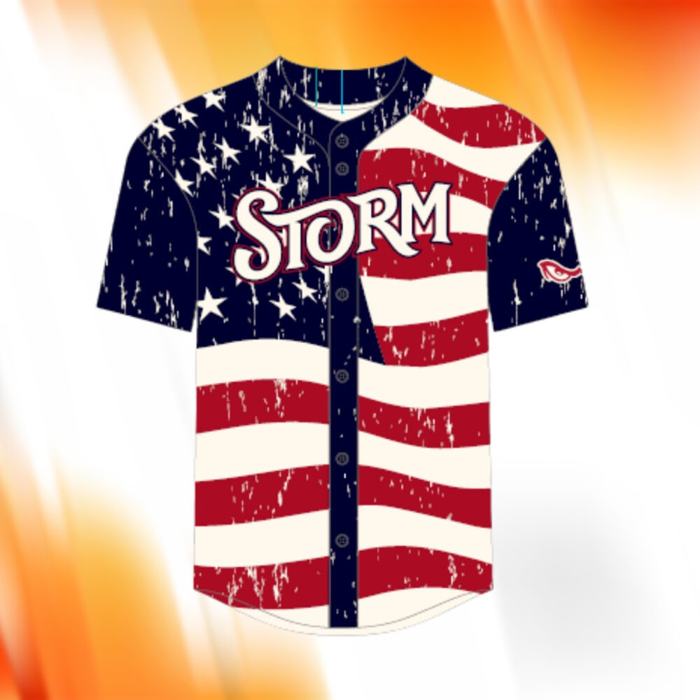 2026 Storm 4th Of July Giveaway Jersey Shirt American Flag Baseball Storm Apparel Gifts For Men