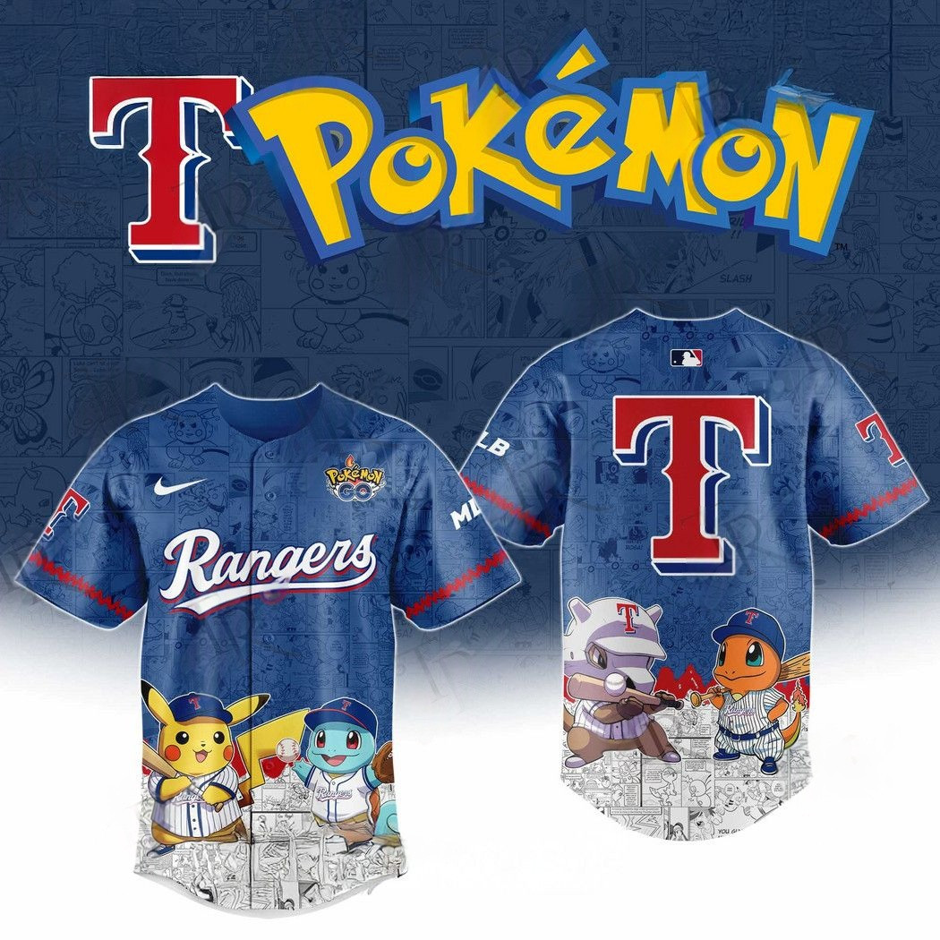 2026 Texas Rangers Pokemon Go Special Edition Baseball Jersey Gifts For Baseball Players