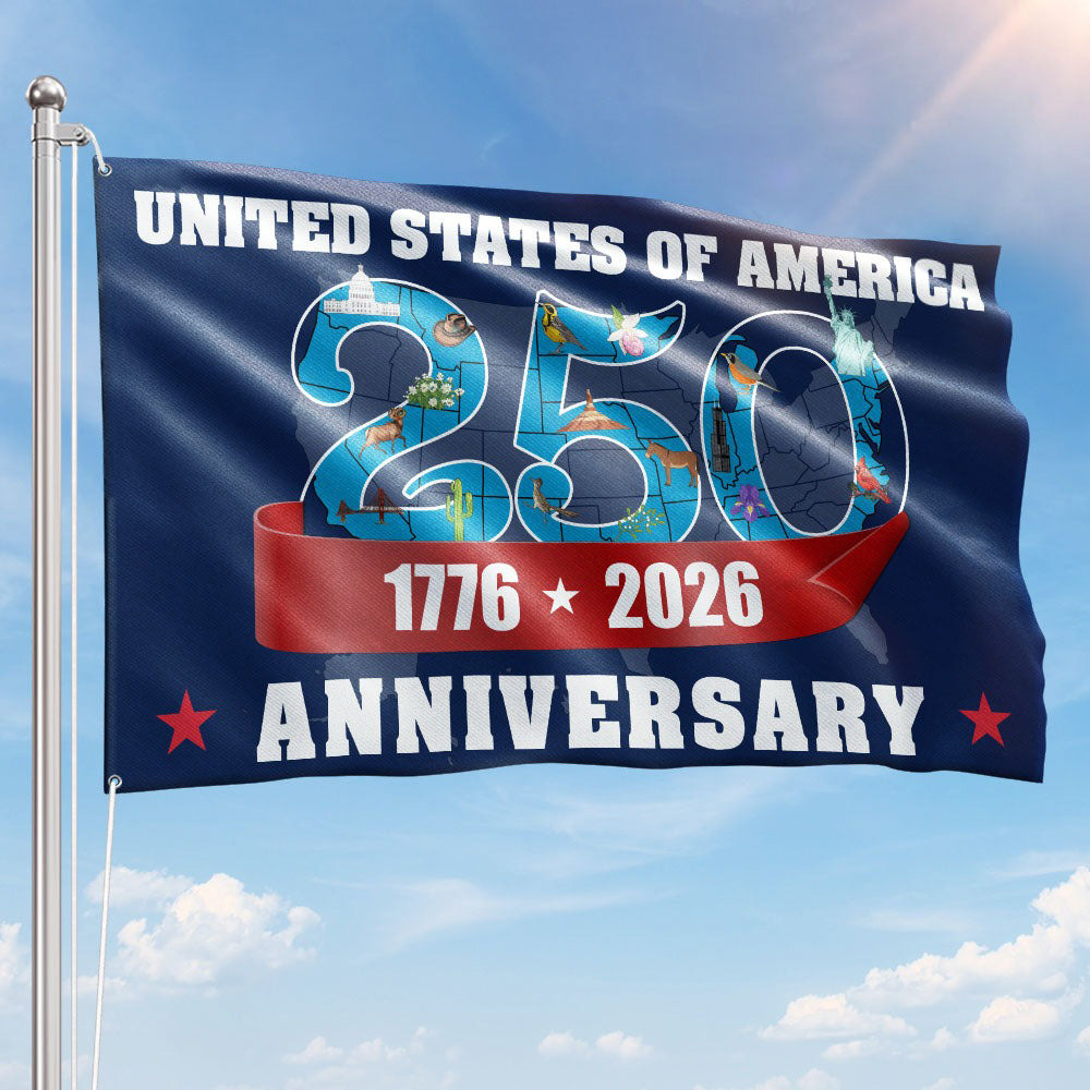 250 USA Map Flag 250th Anniversary 1776 2026 American Patriotic Grommet Flag Gift 250 USA Map Flag 250th Anniversary 1776 2026 American Patriotic Grommet Flag Gift - Image 1