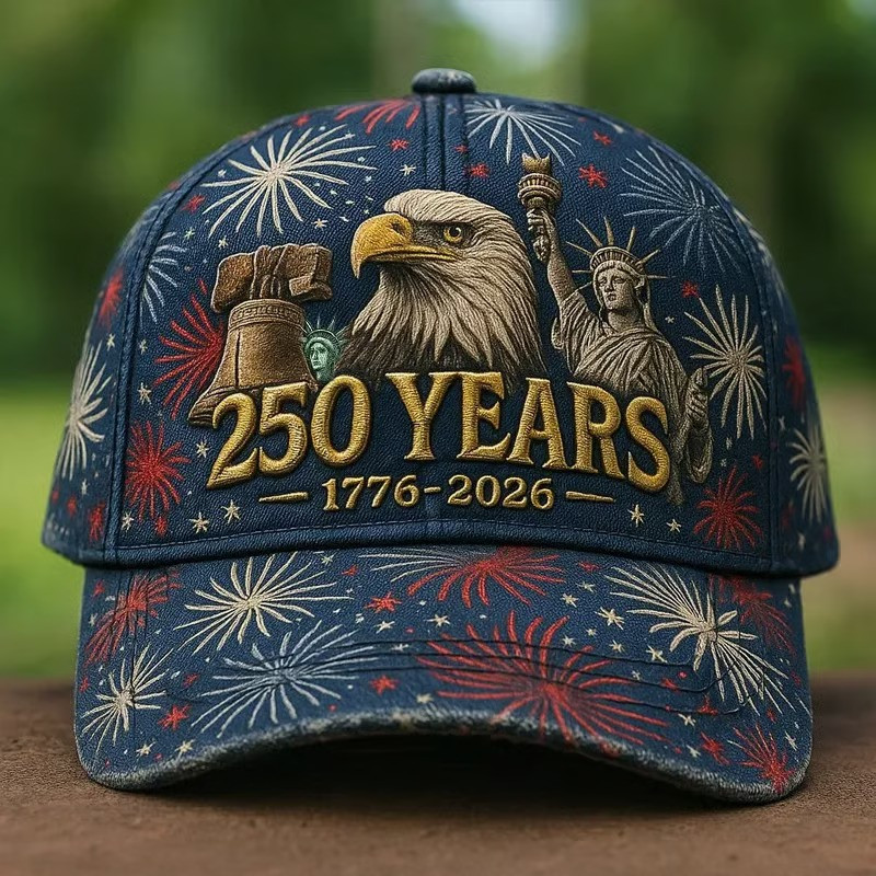 250 Years 1776 2026 Bald Eagle Liberty Bell Baseball Hat USA Patriotic Independence Day Gift For Dad