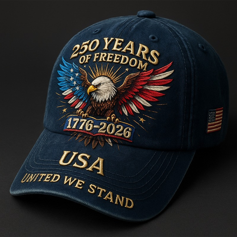 250 Years America Anniversary Hat Eagle USA Flag United We Stand Cap Presents For Him 250 Years America Anniversary Hat Eagle USA Flag United We Stand Cap Presents For Him - Image 1