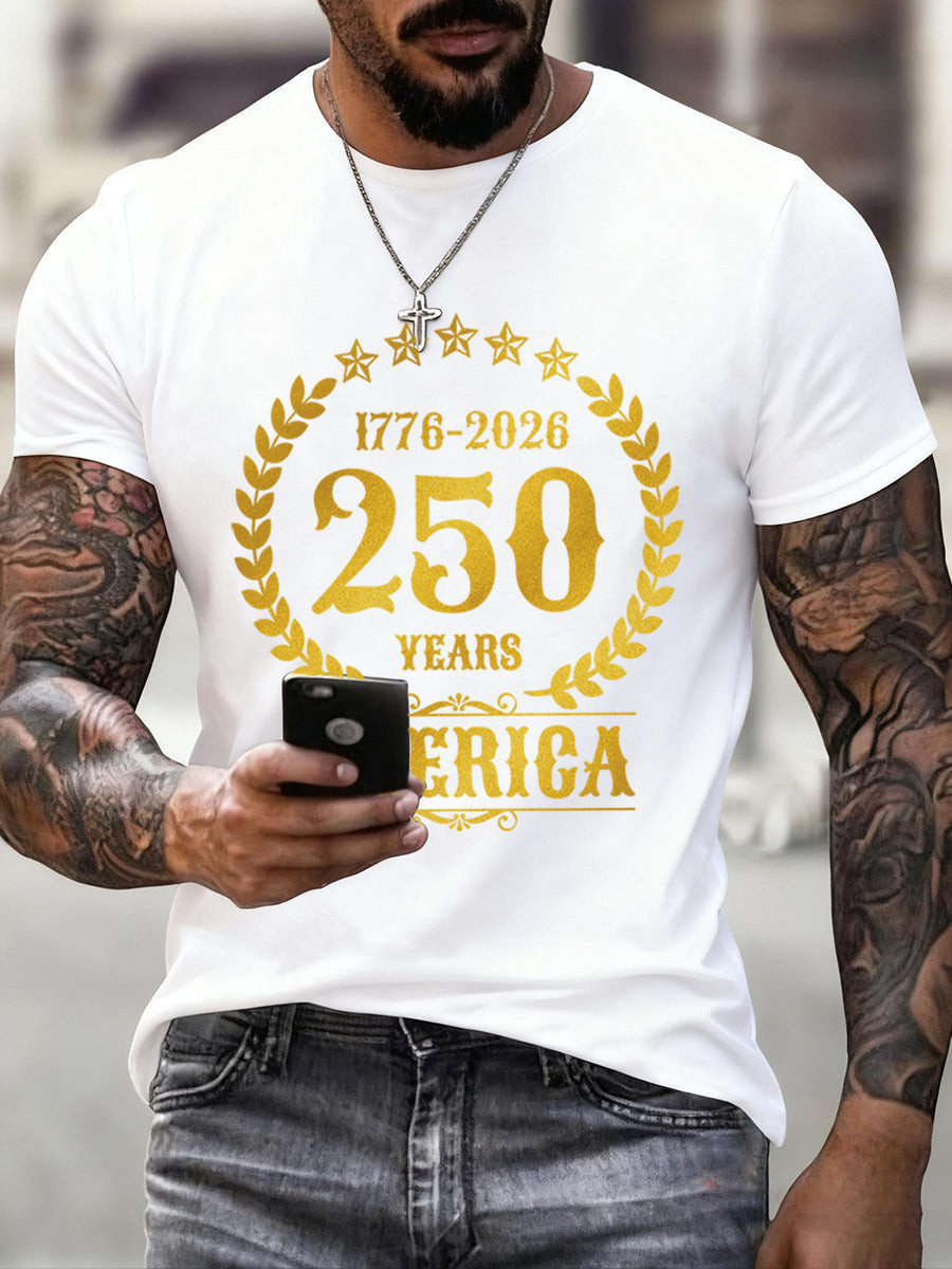 250 Years America T-Shirt Patriotic Anniversary 1776 2026 Tee Commemorative Gifts For Dad