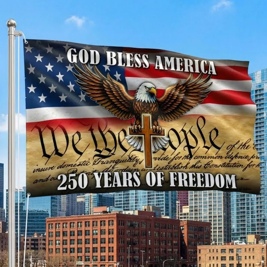 250 Years Anniversary of Freedom Flag We The People Patriotic Eagle Cross Flag 250 Years Anniversary of Freedom Flag We The People Patriotic Eagle Cross Flag - Image 1