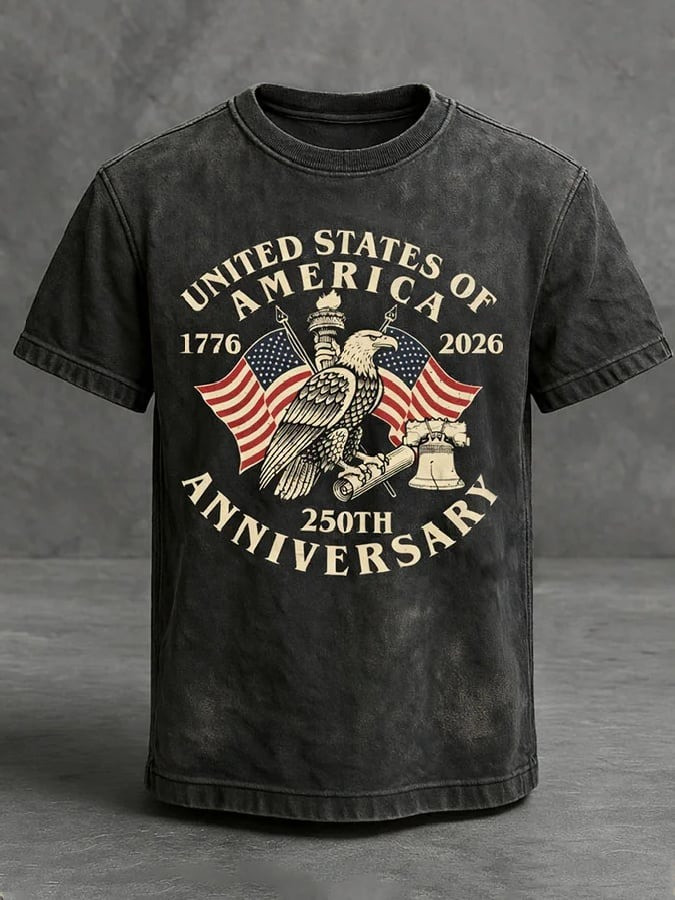 250 Years Anniversary Wash T-Shirt United States Of America 1776 2026 Apparel Gifts For Him