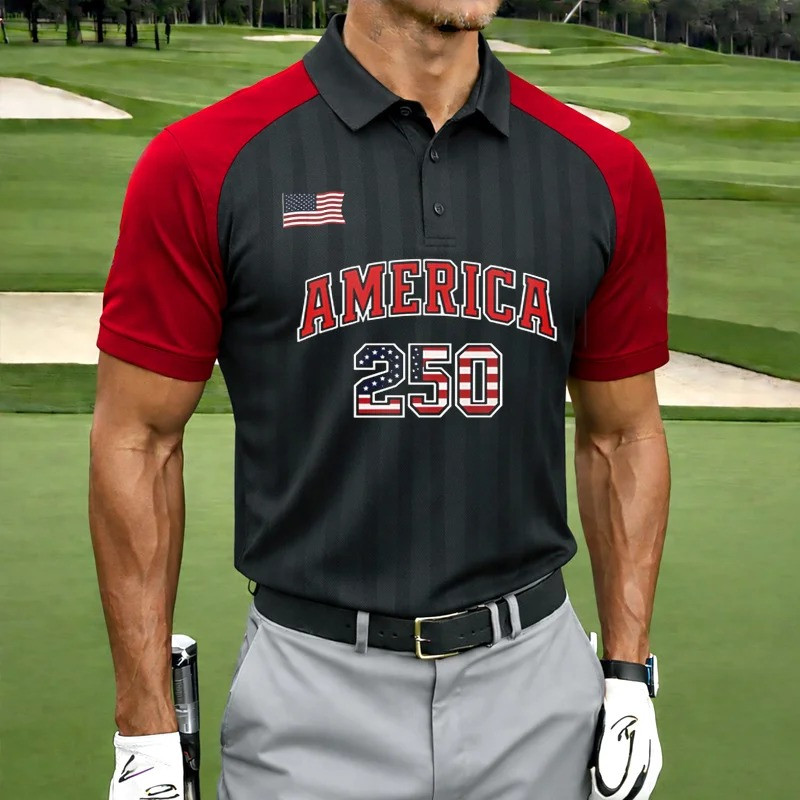 250 Years Of America Polo Shirt 1776 2026 Patriotic USA Flag Shirt Gift For Him