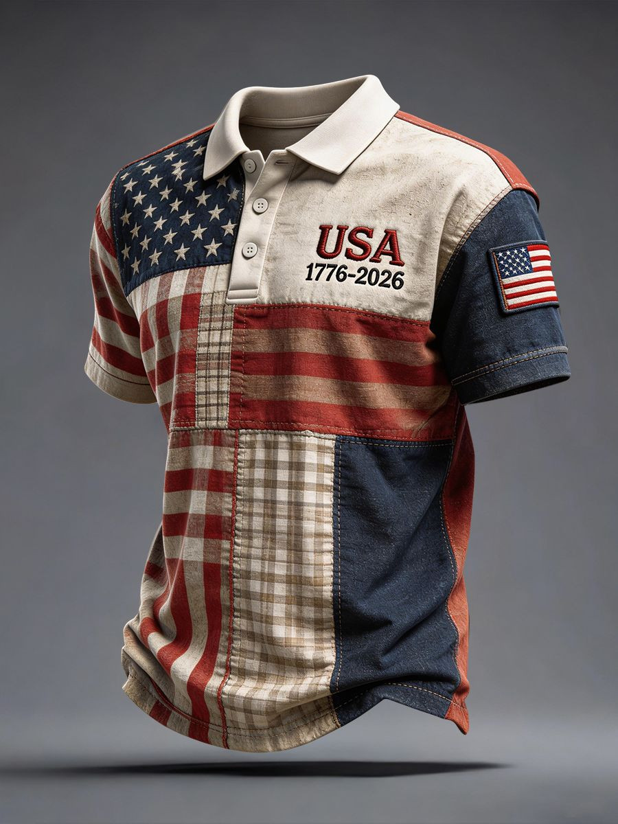 250 Years Of America Polo Shirt USA Flag 1776 2026 Merch Gifts For Patriotic Dad
