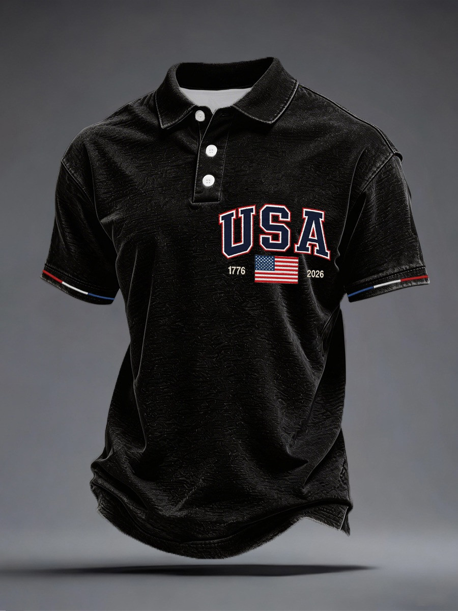 250 Years Of America Polo Shirt USA Flag 1776 2026 Merch Patriotic Gifts For Him