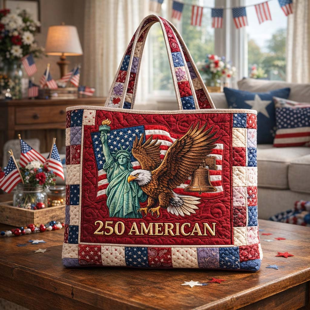 250 Years Of America Quilted Tote Bag Patriotic Gifts For Her