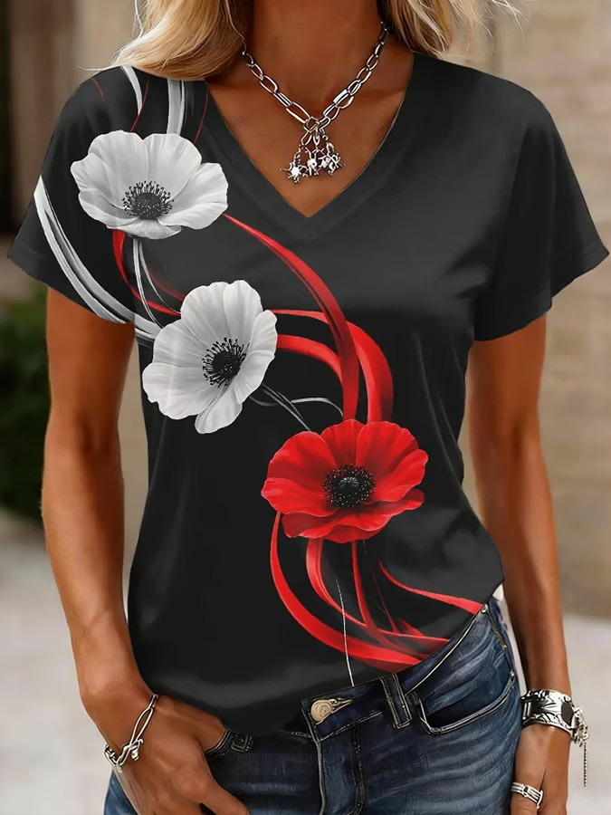 250 Years Of America V-Neck Shirt Vintage Floral Clothing Gift For Her
