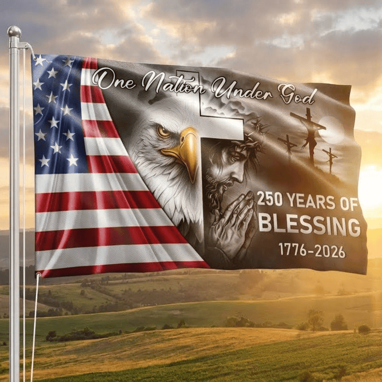 250 Years Of Blessing America Flag One Nation Under God Flag Patriotic Decor 250 Years Of Blessing America Flag One Nation Under God Flag Patriotic Decor - Image 1