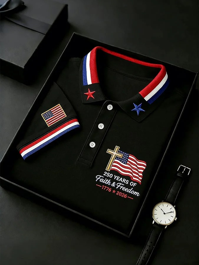 250 Years Of Faith And Freedom Polo Shirt 1776 2026 Independence Day Shirt Gift For Men's 250 Years Of Faith And Freedom Polo Shirt 1776 2026 Independence Day Shirt Gift For Men's - Image 1