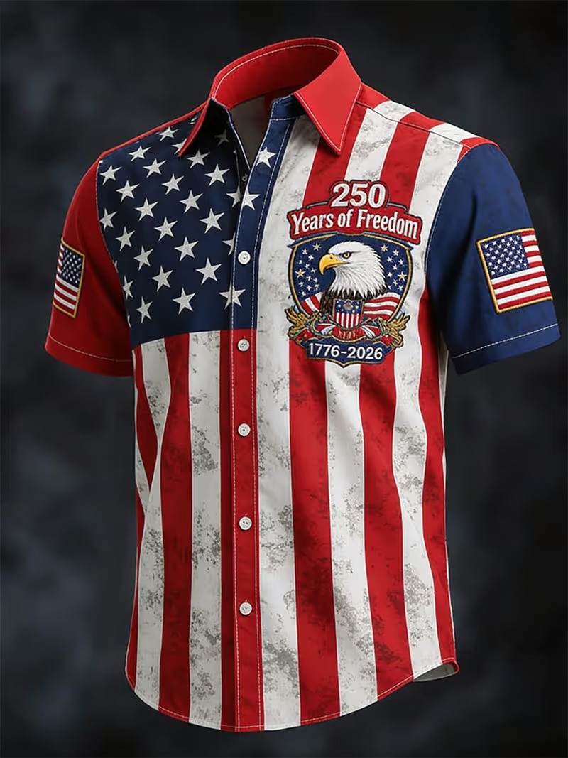 250 Years Of Freedom 1776 2026 Button Shirt Eagle Crest Patriotic Gift For Patriots 250 Years Of Freedom 1776 2026 Button Shirt Eagle Crest Patriotic Gift For Patriots - Image 1