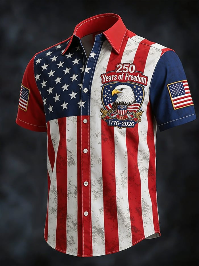 250 Years of Freedom Button Up Shirt 250th Anniversary Men's Apparel USA Pride Wear