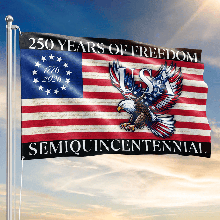 250 Years Of Freedom Flag USA Bald Eagle Patriotic 250th House Flag Decor Gift