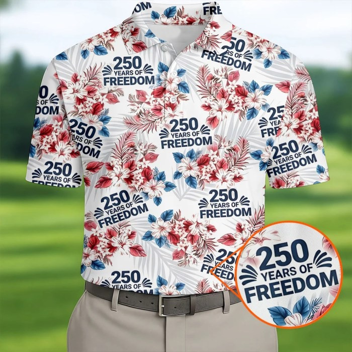 250 Years Of Freedom Golf Polo Shirt Tropical Vibe Apparel Men's Gift for Husband