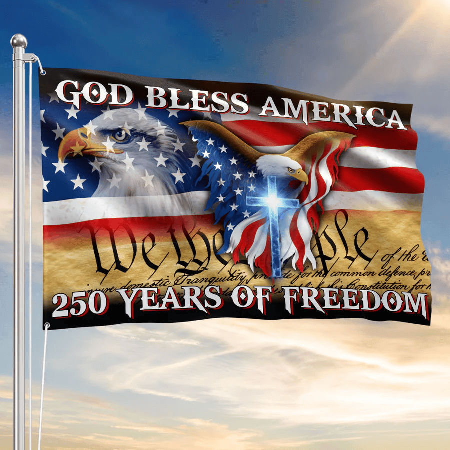 250 Years of Freedom Patriotic Flag God Bless America House Flag Decor Gift