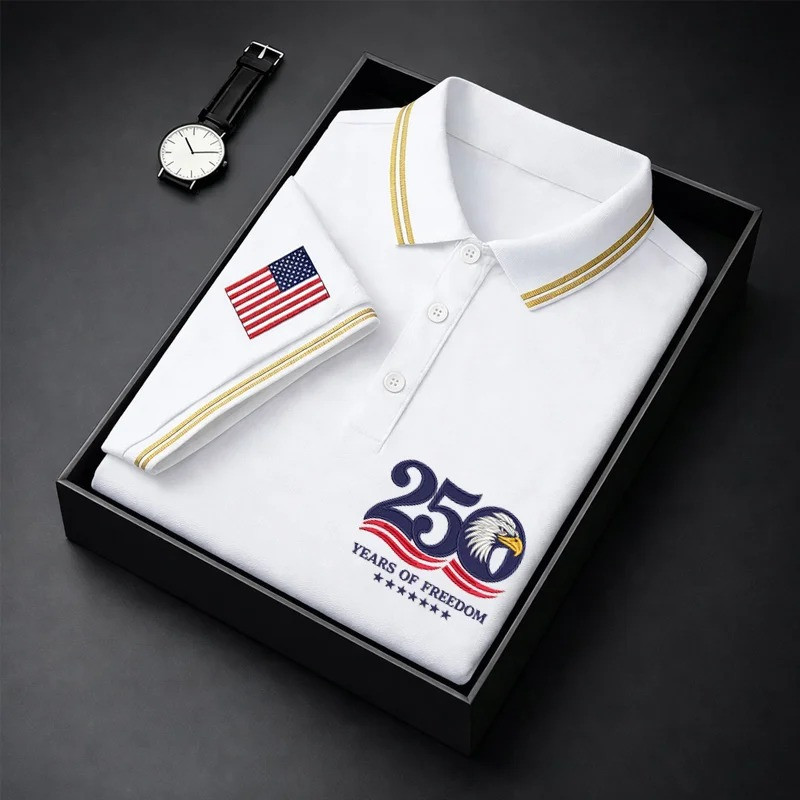 250 Years Of Freedom Polo Shirt 1776 2026 America Celebration Flag Merch Gift For Men
