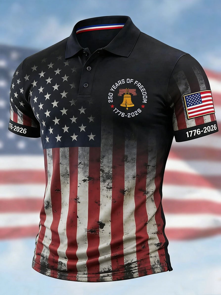 250 Years Of Freedom Polo Shirt Vintage Flag Eagle Clothing American Pride Gift