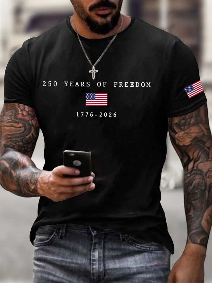 250 Years of Freedom Shirt American Flag Print Independence Day Merch Gift for Patriots