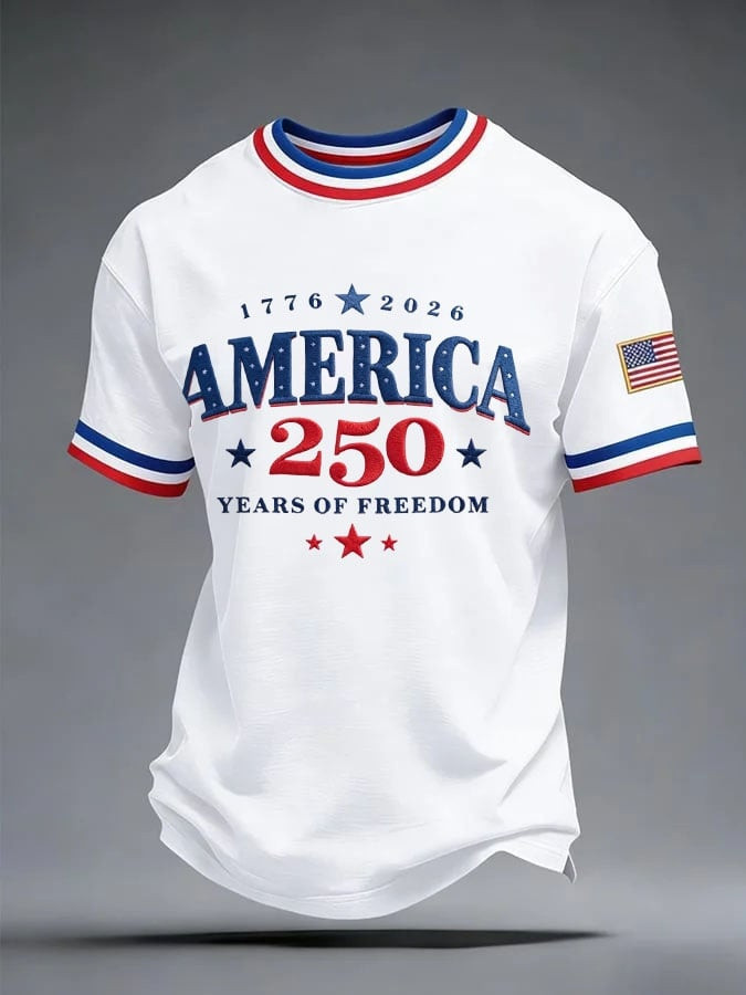 250 Years Of Freedom T-Shirt America 250 1776 2026 Graphic Tee Patriotic Gift