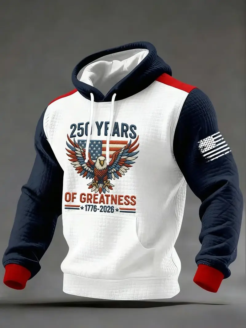 250 Years Of Greatness 1776 2026 Eagle Hoodie USA Patriotic Independence Anniversary Gift For Dad