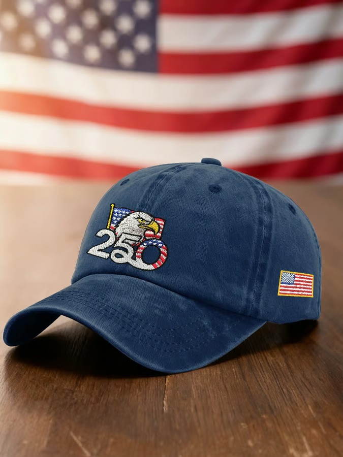 250 Years Of Independence Bald Eagle Embroidered Baseball Hat USA Patriotic 1776 2026 Gift For Dad