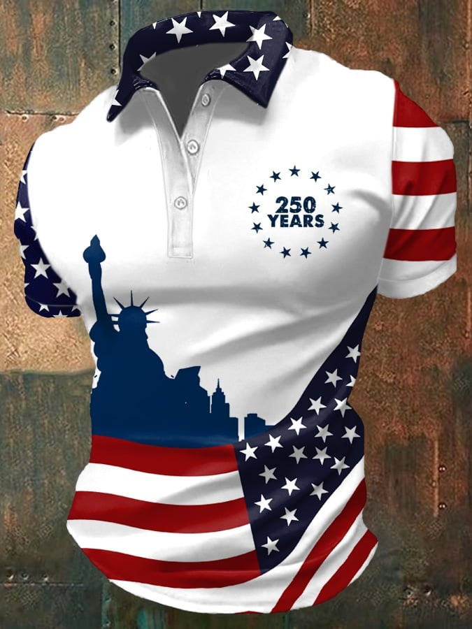 250 Years Of Independence Polo Shirt USA Map And Flag 1776 2026 Clothing Gift For Men