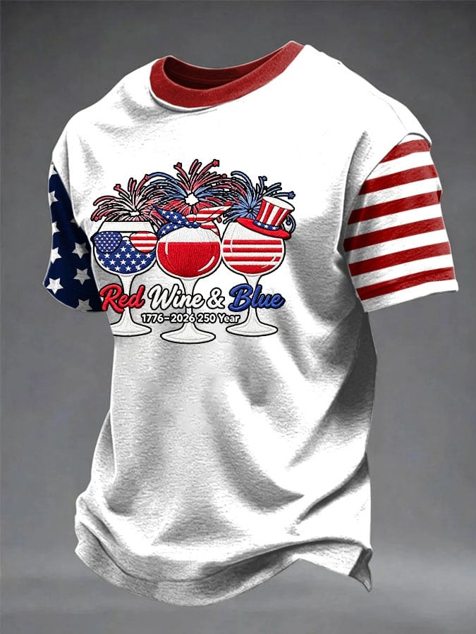 250 Years Of Independence T-Shirt Red Wine Blue 1776 2026 Graphic Tee Patriotic Gear