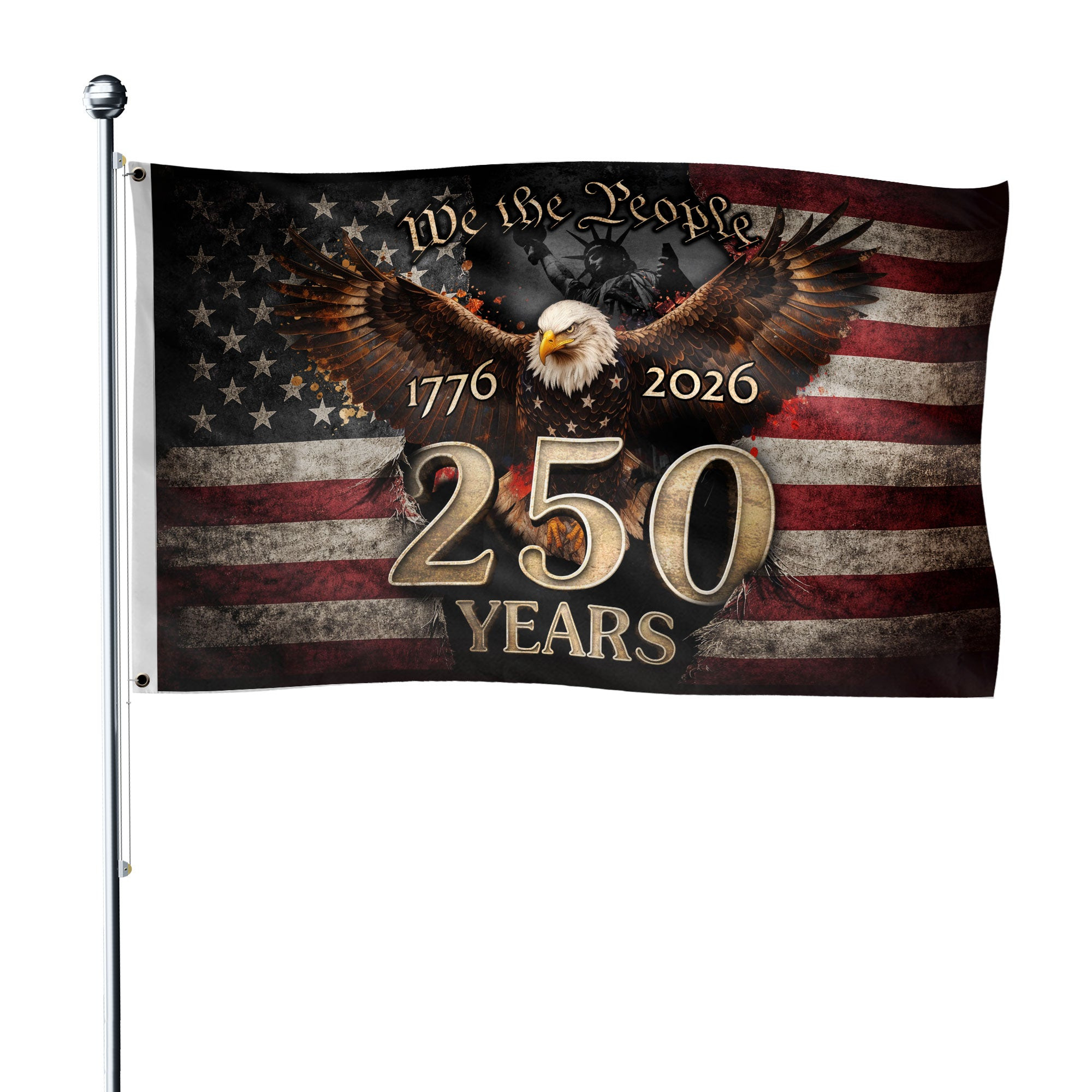250 Years Semiquincentennial Flag 1776 2026 We The People Eagle Patriotic Decor 250 Years Semiquincentennial Flag 1776 2026 We The People Eagle Patriotic Decor - Image 1