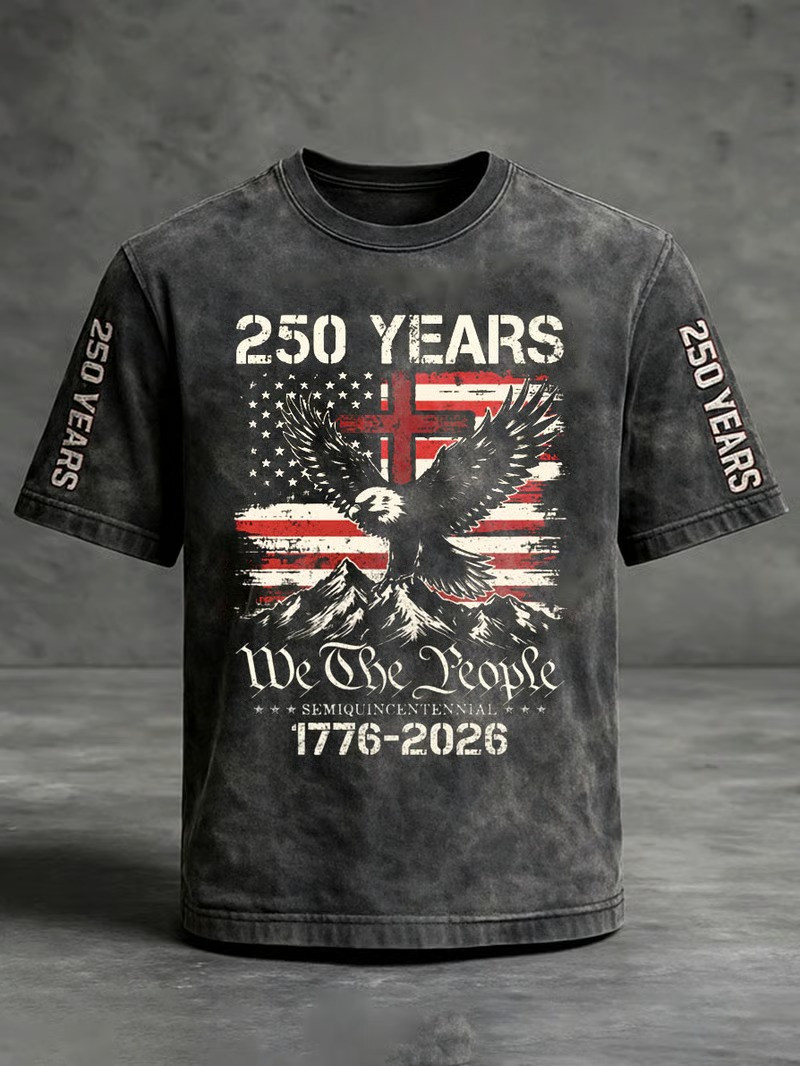 250 Years We The People 1776 2026 T-Shirt Eagle Cross Semiquincentennial Patriotic Shirt Gift For Americans