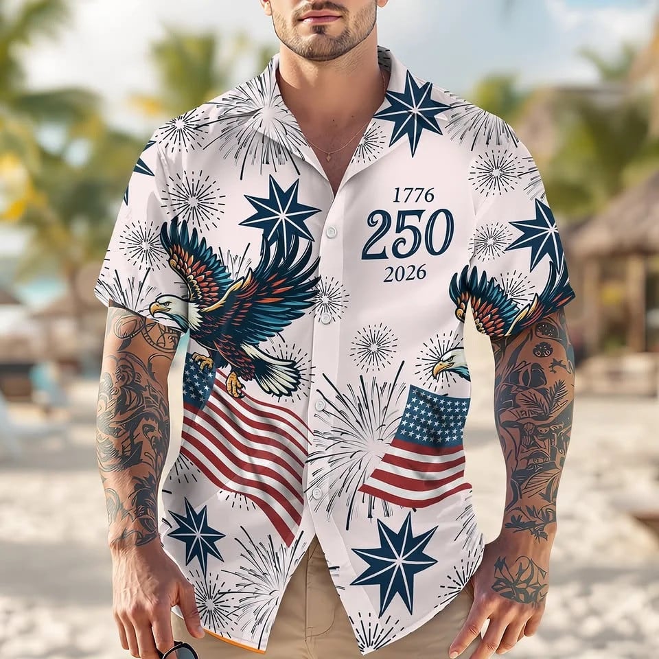 250th 1776 2026 Hawaiian Shirt Patriotic America Anniversary Clothing Gift For Him