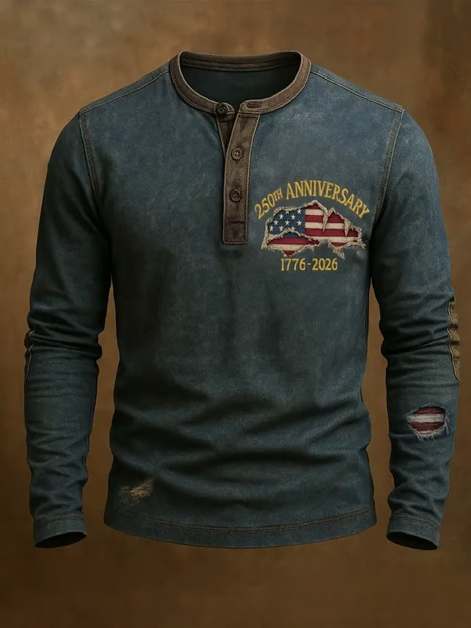 250th Anniversary 1776 2026 Button Long Sleeve Shirt Patriotic USA Independence Gift For Dad