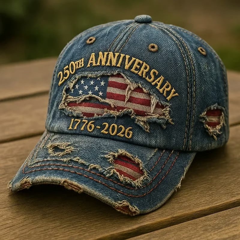 250th Anniversary 1776 2026 Denim Vintage Baseball Hat Patriotic USA Independence Gift For Dad