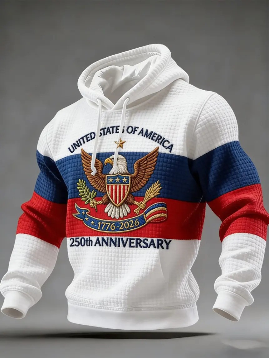 250th Anniversary 1776'2026 USA Hoodie Men's Patriotic Pullover Sweatshirt Gift