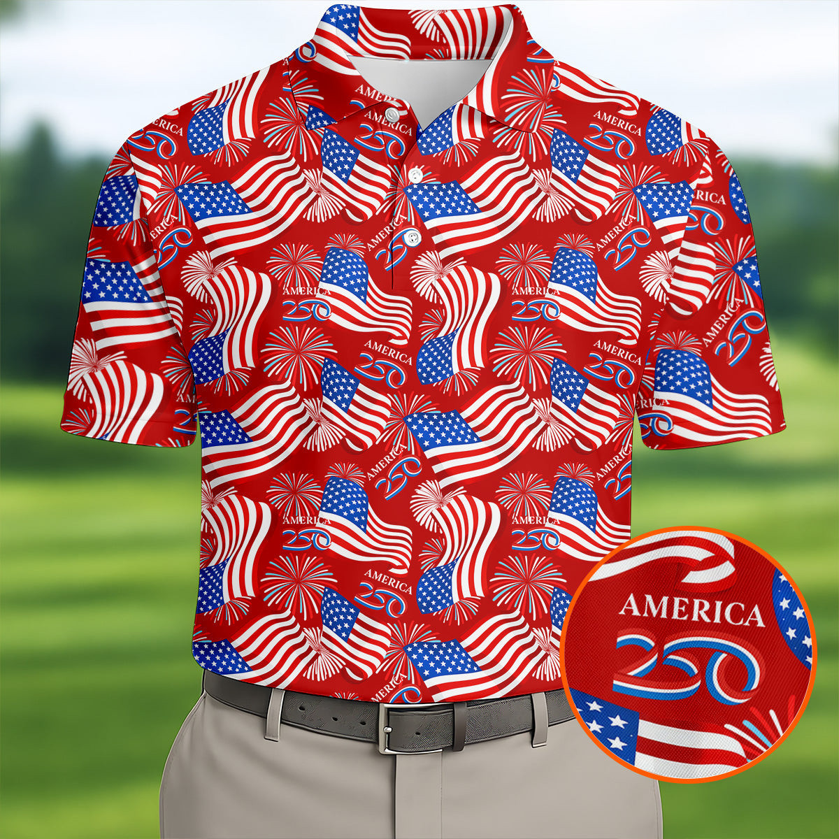 250Th Anniversary America Flag Pattern Golf Polo Shirt Mens Patriotic Special Gift For Father