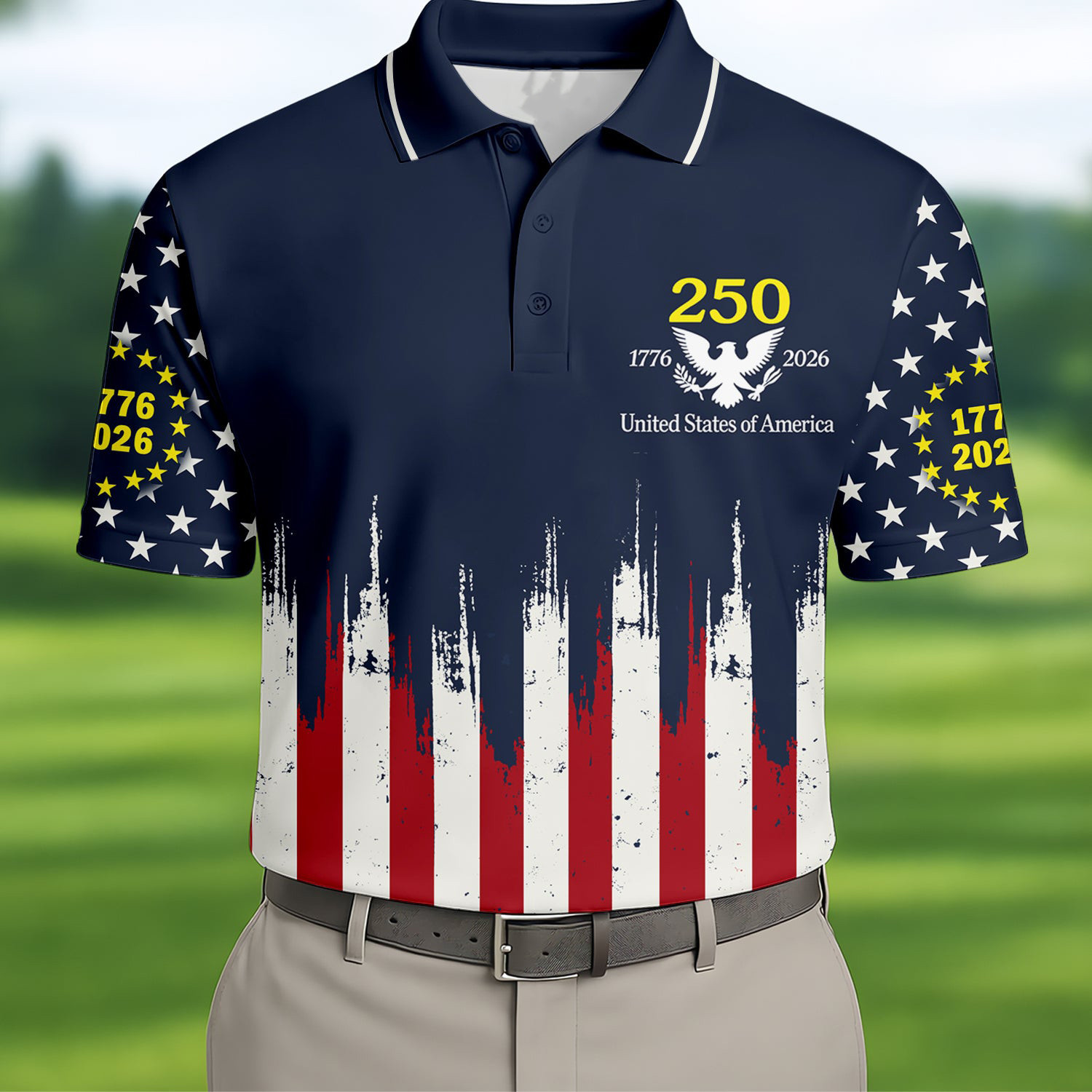 250Th Anniversary American Flag Pattern Golf Polo Shirt Mens 1776 2026 Good Father's Day Gifts