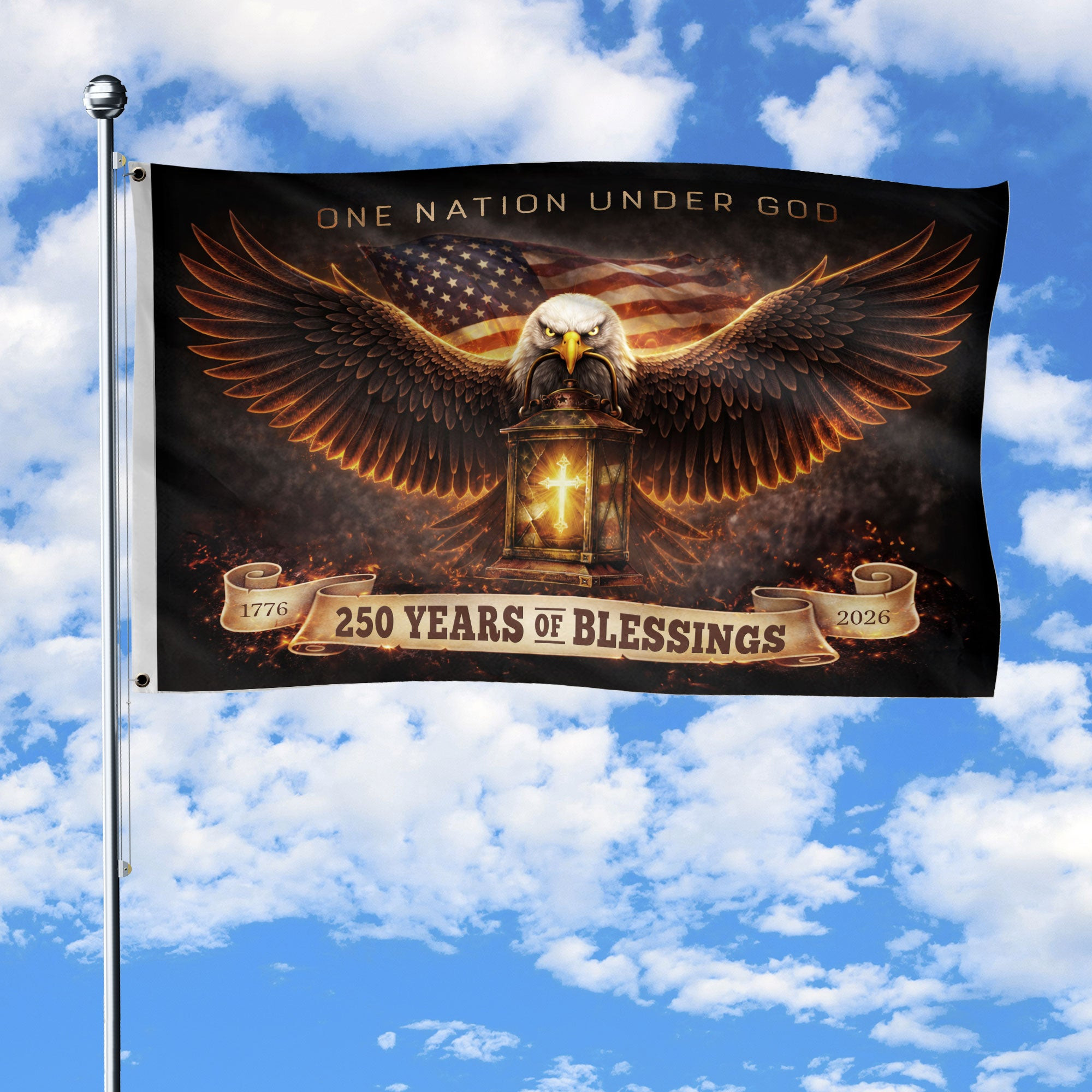 250th Anniversary Cross Flag 1776 2026 One Nation Under God USA Christian Patriotic 250th Anniversary Cross Flag 1776 2026 One Nation Under God USA Christian Patriotic - Image 1